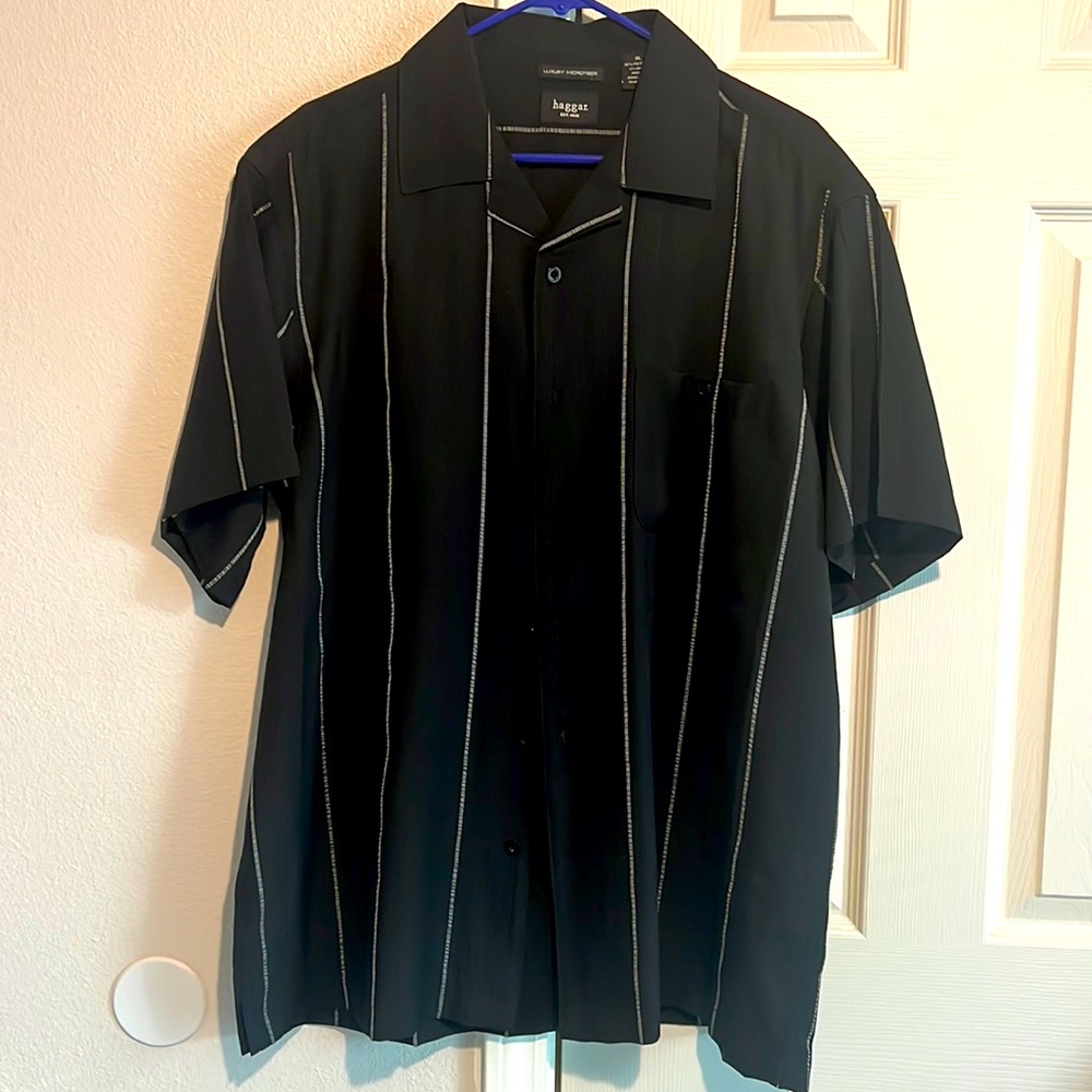 𝅺HAGGAR mens short sleeve button down shirt size XL